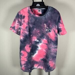 NWT Rosepark Pink & Gray Tie Dye Dinosaur Graphic T-Shirt Women's Sz M
